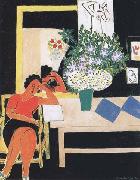 Henri Matisse Reader on a Black Background(The Pink Table) (mk35) oil painting